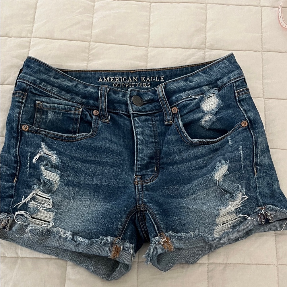 American Eagle Outfitters Ripped Blue Jean Shorts